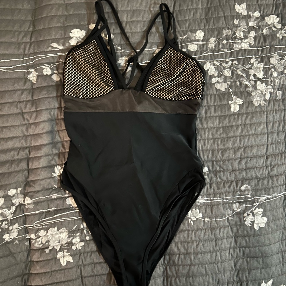 Forever 21 Black and Tan One-Piece Swimsuit